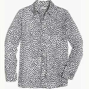 J.Crew Button Down Blouse w/Black and Blue dot pattern
